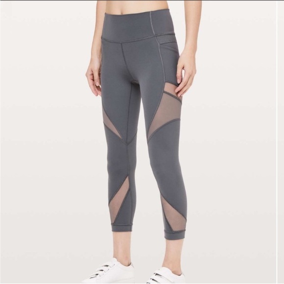 Lululemon Mesh In Motion Crop 23" Leggings Titanium Gray Size 6 B24 - Picture 1 of 4